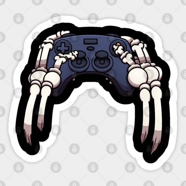 Skeleton Hands Holding Video Game Controller Sticker by TheMaskedTooner